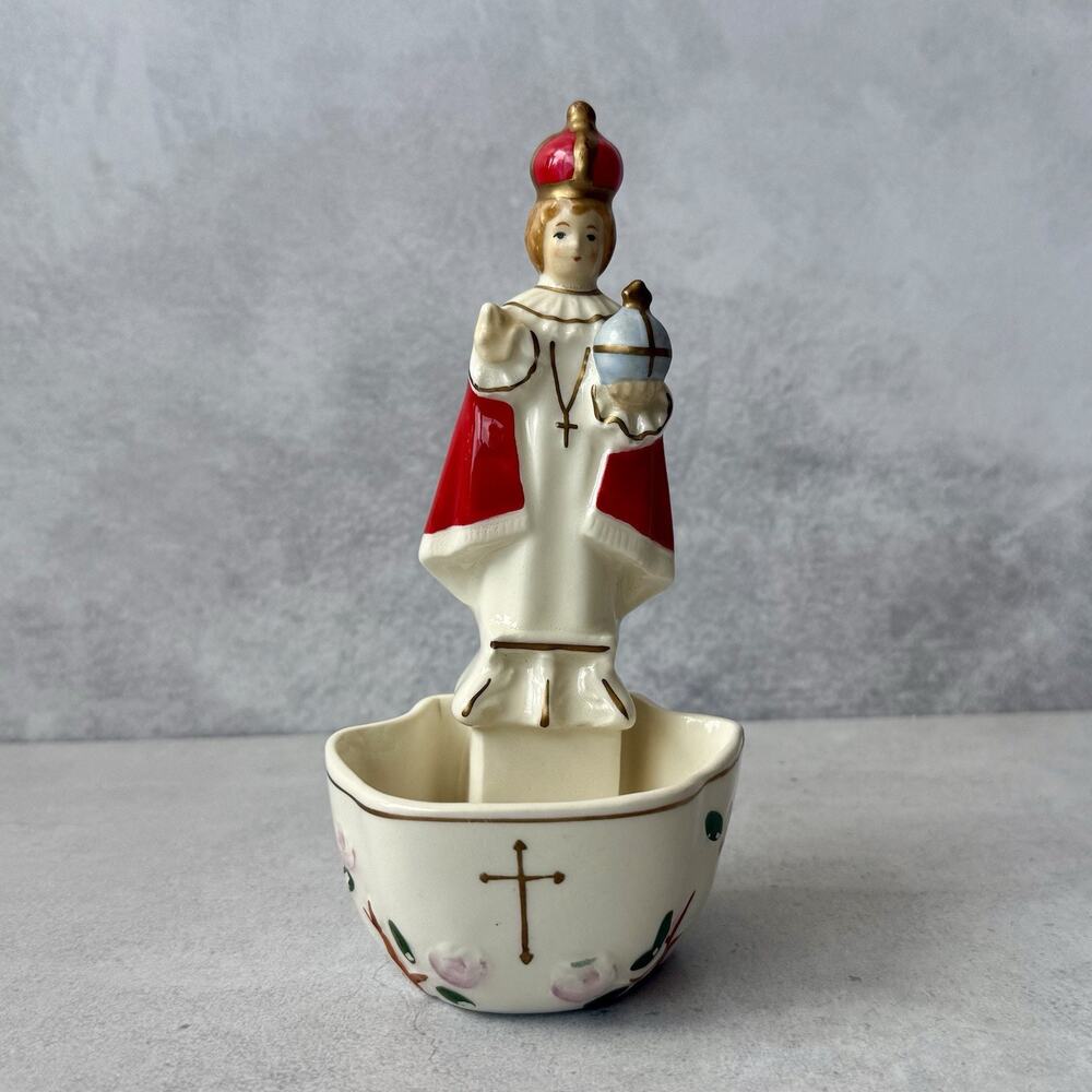Ceramic Holy Water Wall Font Jesus Infant Of Prague Catholic Devotional Japan